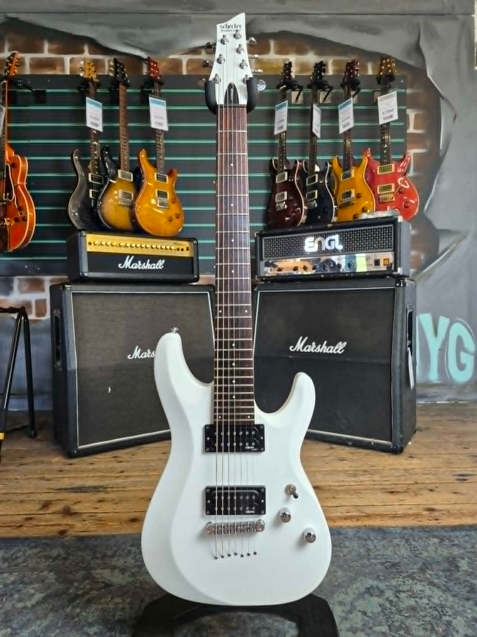 Schecter C-7 Deluxe Satin White 2020 7-String Electric Guitar