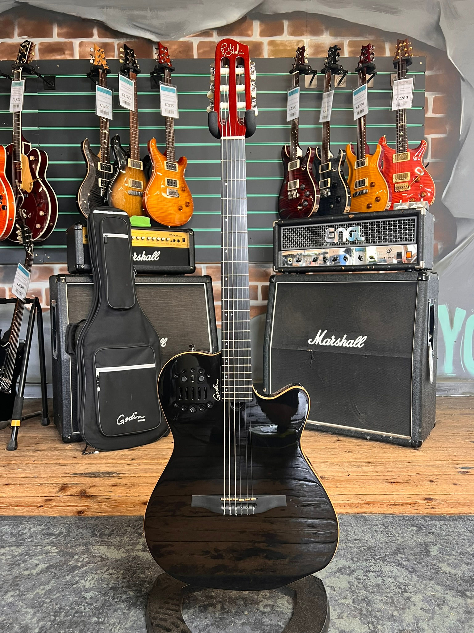 Godin Multiac ACS Slim SA Gloss Black 2018 Electro-Classical Synth Access Guitar