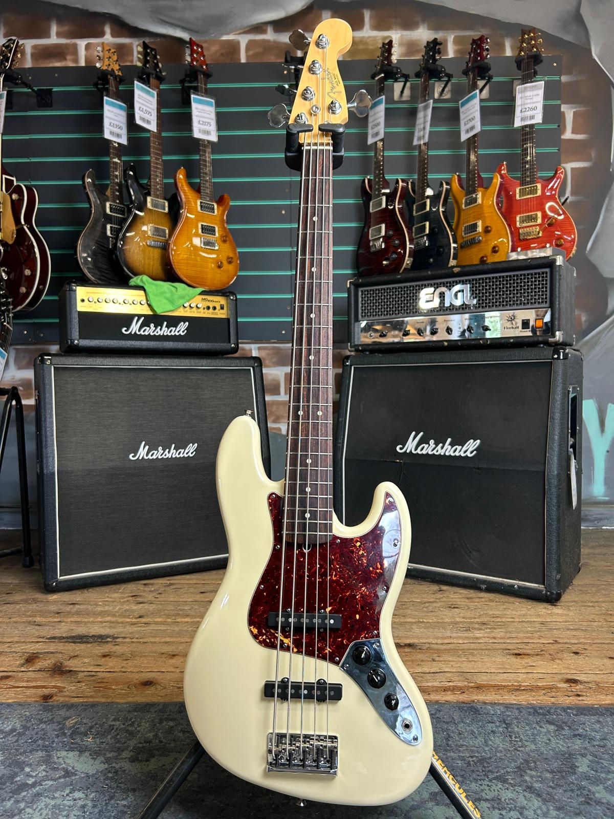 Fender American Standard Jazz Bass V Olympic White 2010 5-String Electric Bass