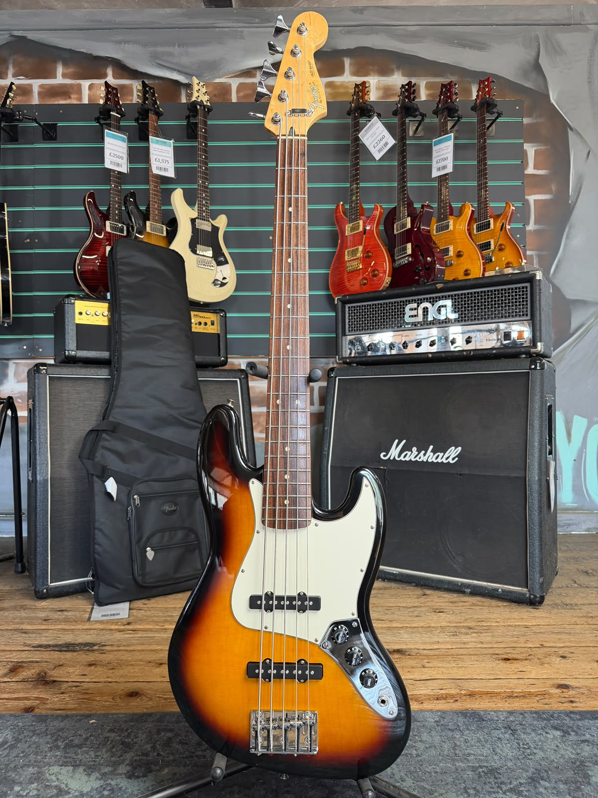 Fender Mexican Standard 5-String Jazz Bass 3-Tone Sunburst 2000 Electric Bass