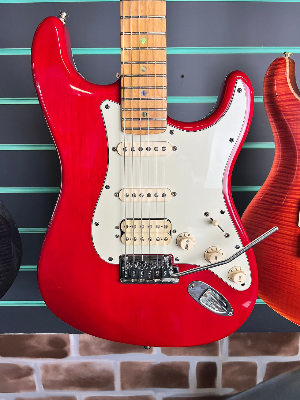 Thumbnail: Fender American Deluxe Fat Stratocaster HSS Crimson Red Transparent 2001