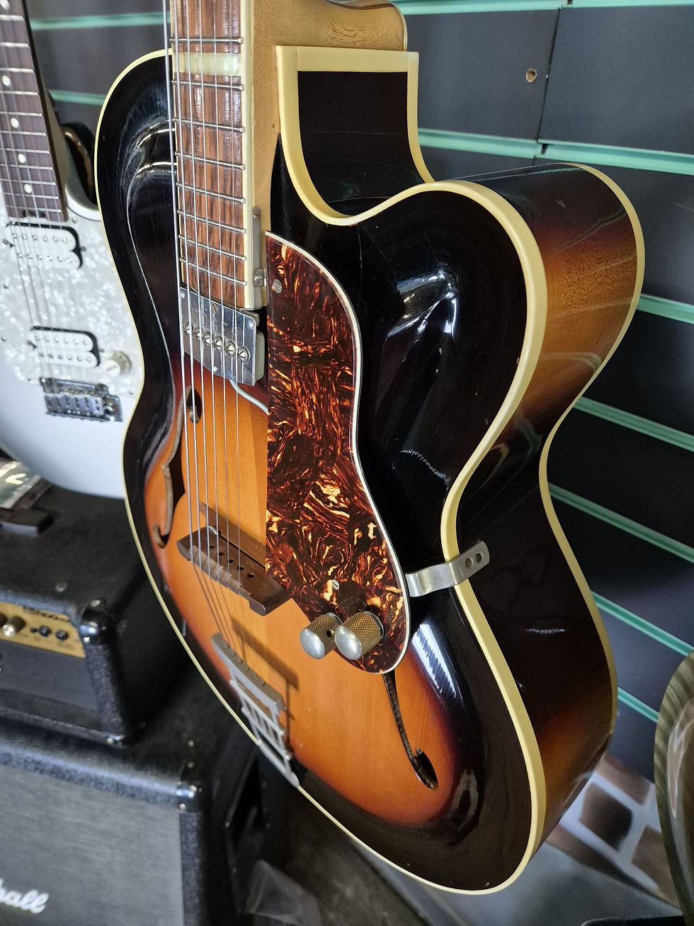 Thumbnail: Roger Guitar Junior Cut Away Sunburst 1959 Hollow Body Electric Guitar