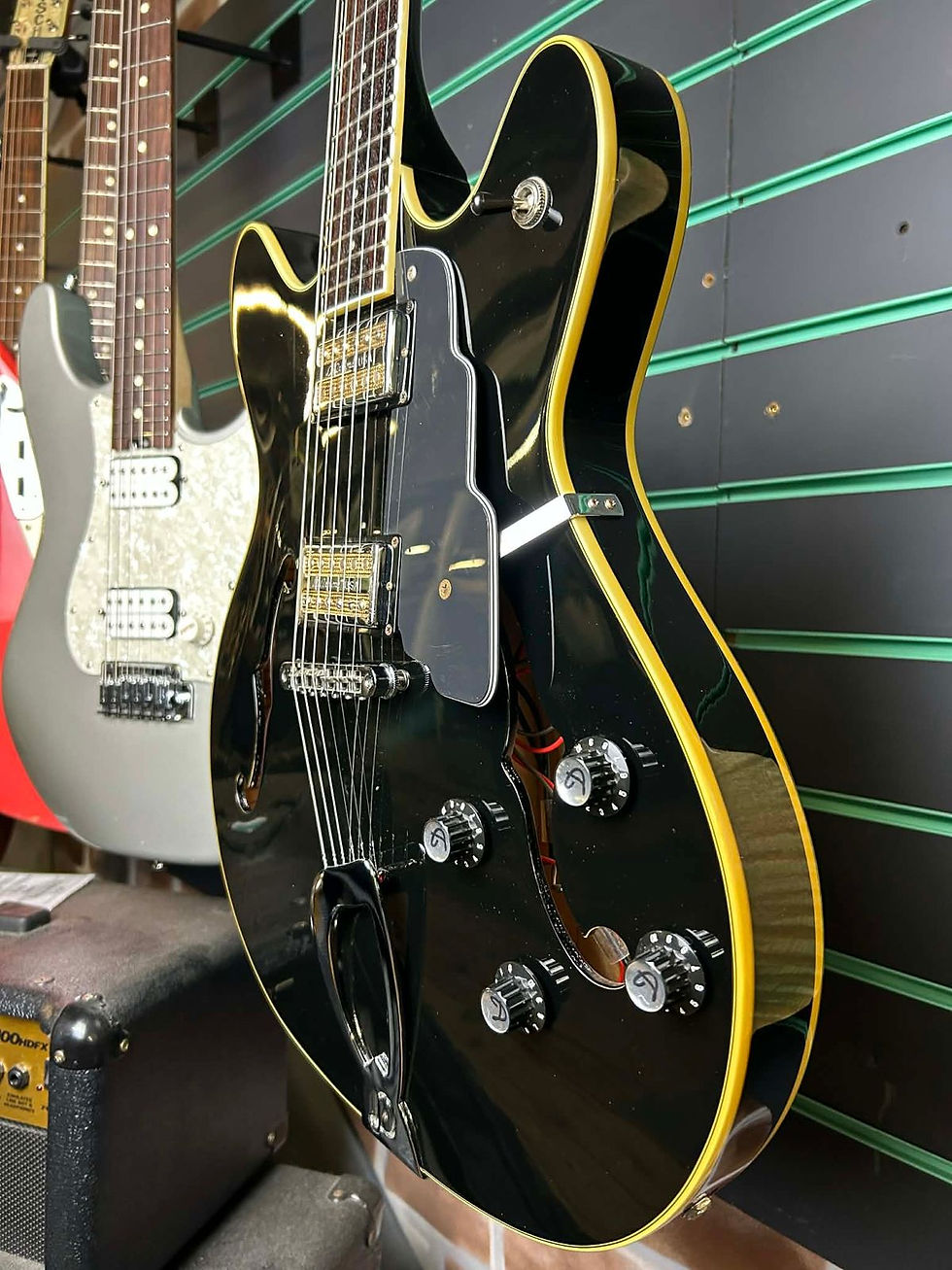 Thumbnail: DeArmond Starfire Semi Hollow Gloss Black Electric Guitar