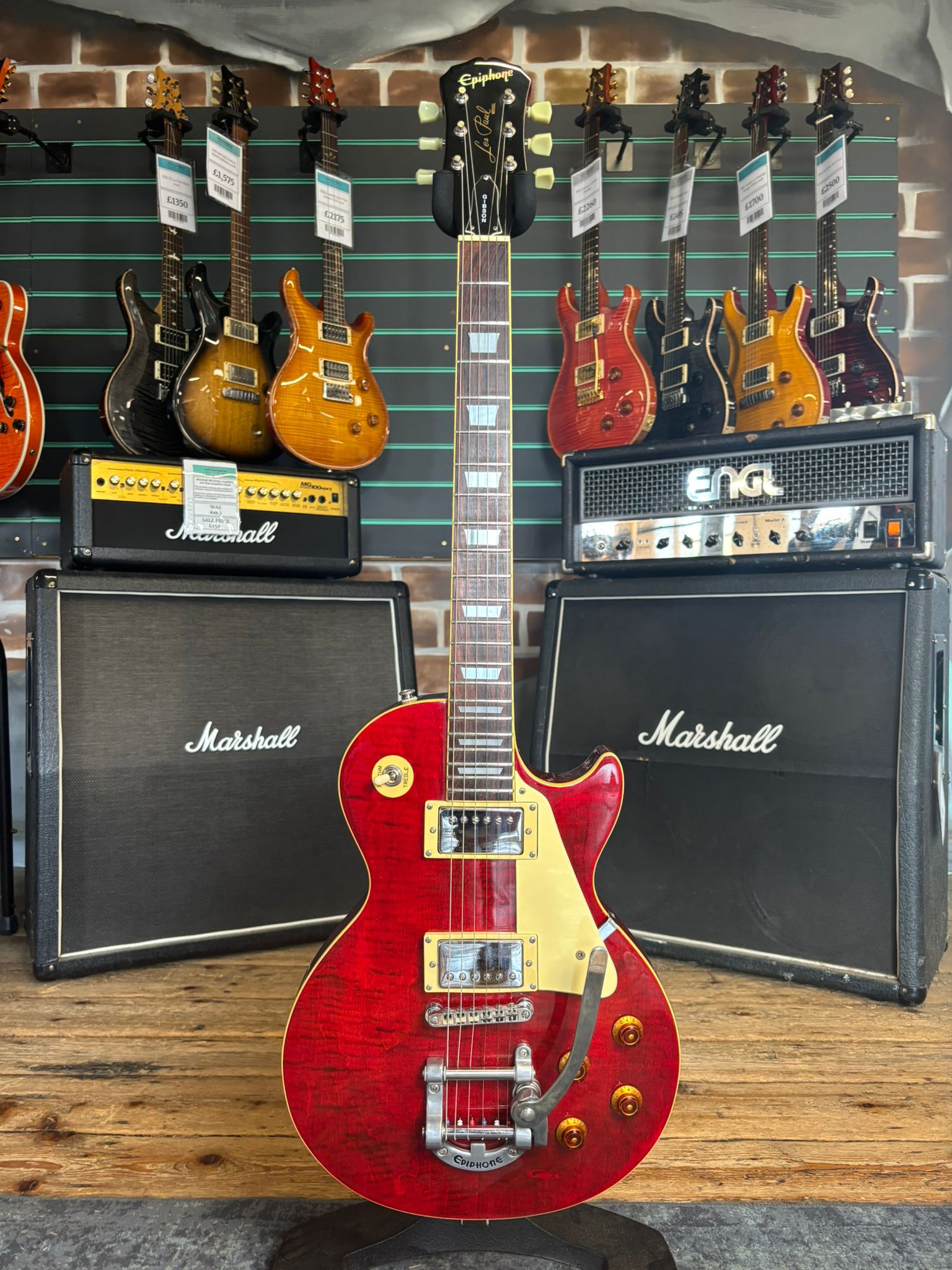 Epiphone Les Paul w/ Bigsby Transparent Red 1997 Electric Guitar