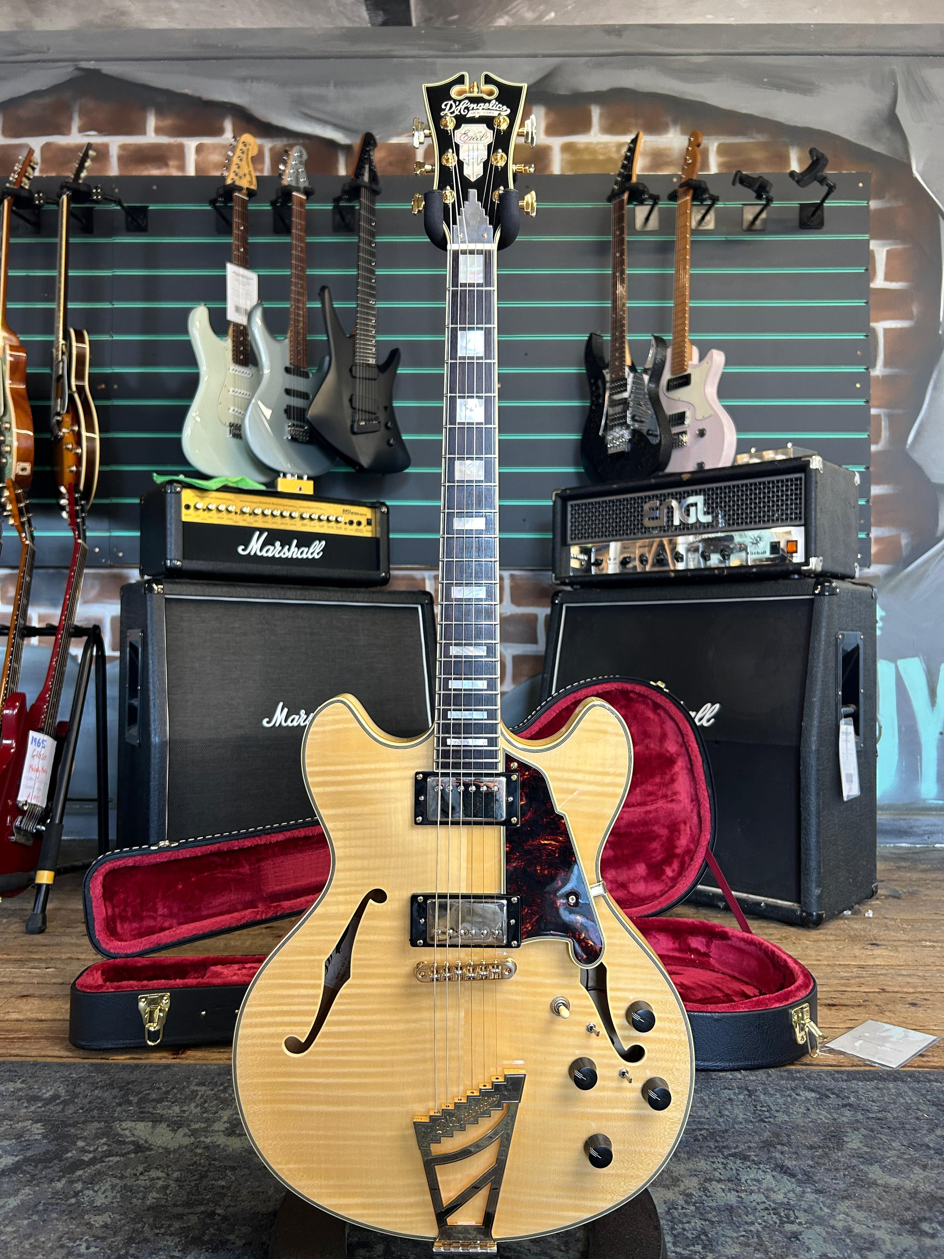 D'Angelico Excel DC Vintage Natural 2014 Semi-Hollow Electric Guitar w/ Mods