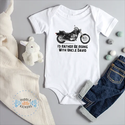 Personalized Motorcycle Onesie Cute Baby Shower Gift I D