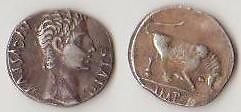RIC 167a Denario Augusto IMP X Lugdunum