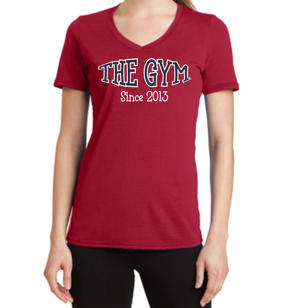 The Gym- Port & Company® Ladies Performance Blend V-Neck Tee