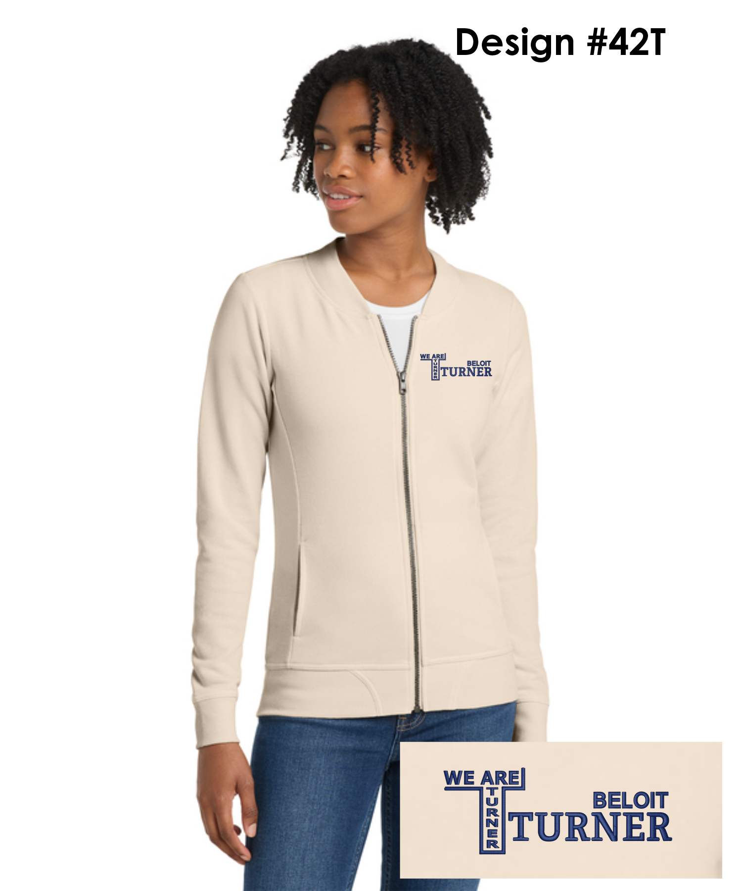 Turner Staff Embroidered Sport-Tek® Women's Lightweight Terry Bomber - Ecru