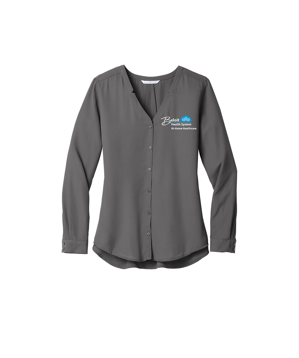 Thumbnail: At-Home Healthcare Embroidered Port Authority Long Sleeve Button-Front Blouse