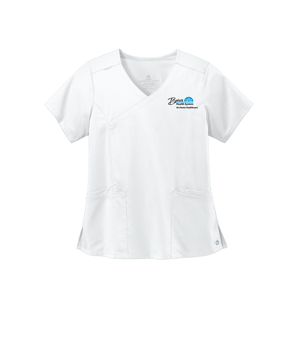 At-Home Embroidered WonderWink Women’s Premiere Flex Mock Wrap Top