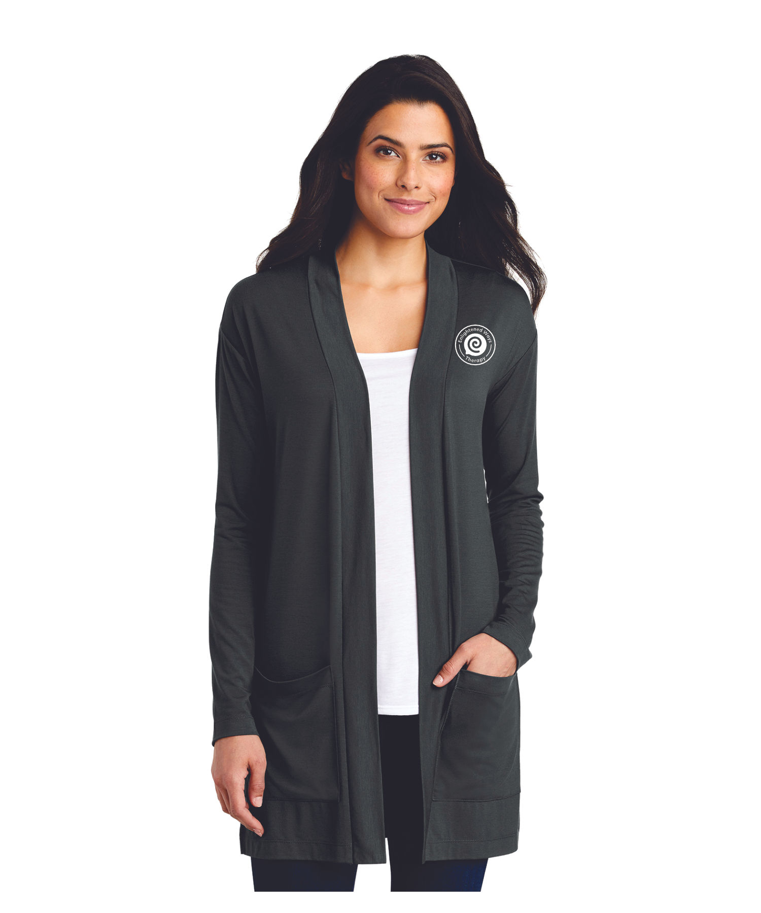 EW Therapy Embroidered Port Authority Ladies Concept Long Pocket Cardigan