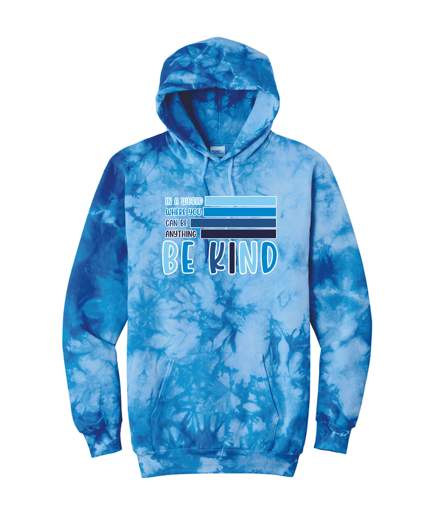 Stateline Mental Health - Flag Be Kind Port & Company Crystal Tie-Dye Hoodie