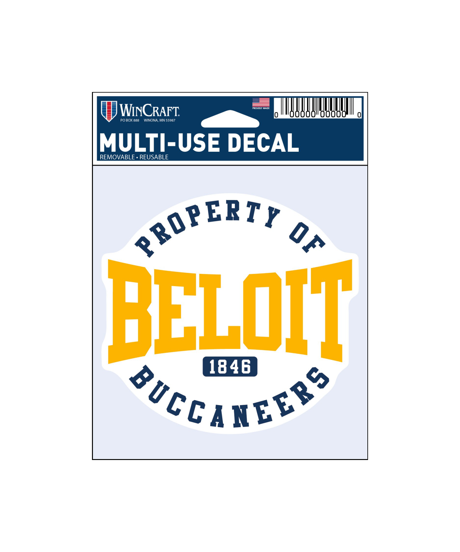 Property of Beloit Buccaneers Multi Use Decal 3.25" x 3.5"