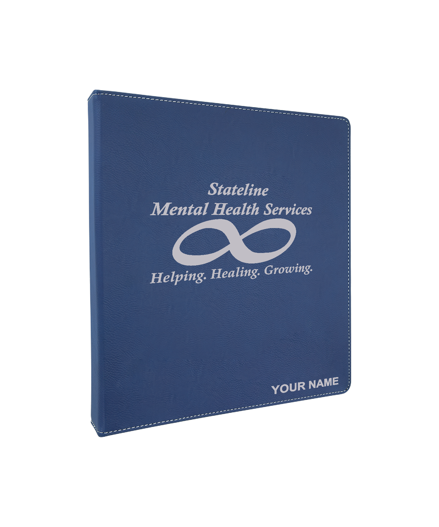 Stateline Mental Health 10 1/2"x11 1/2" Blue Leatherette 3-Ring Binder(1" Rings)