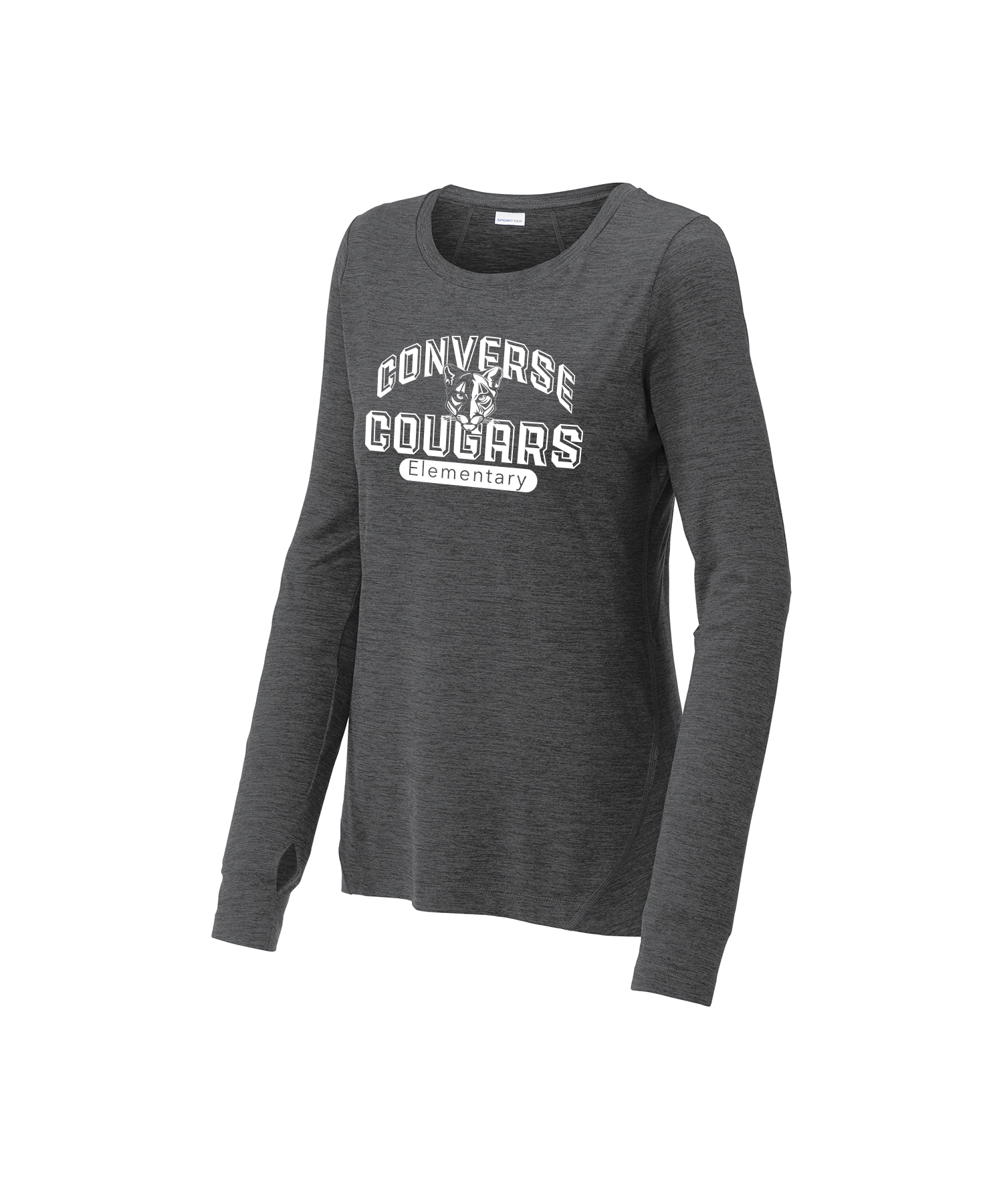 Converse Cougars Ladies Graphite Heather Long Sleeve Crew Arched Graphic