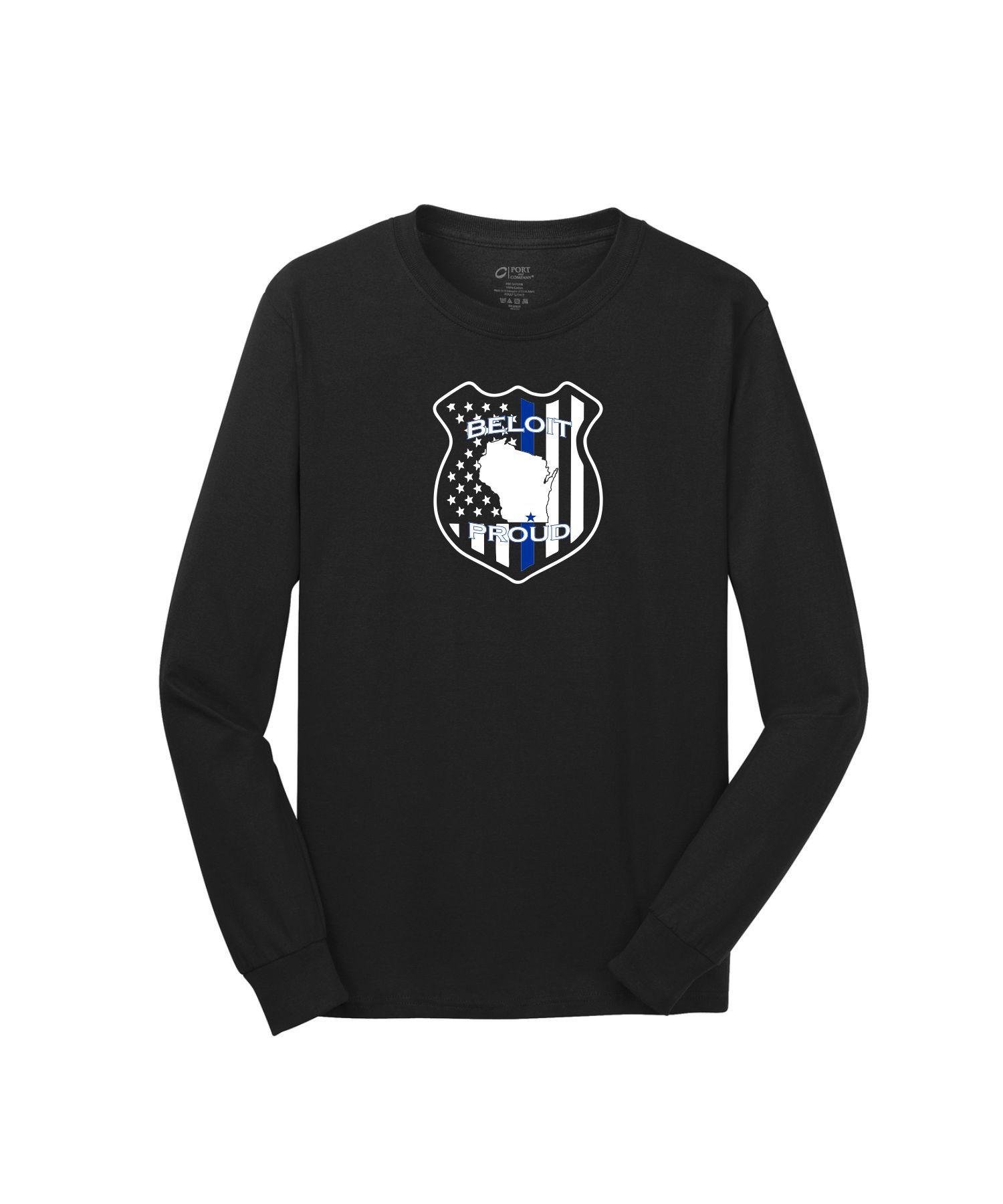Beloit Proud Black Port & Company Long Sleeve Core Cotton Tee
