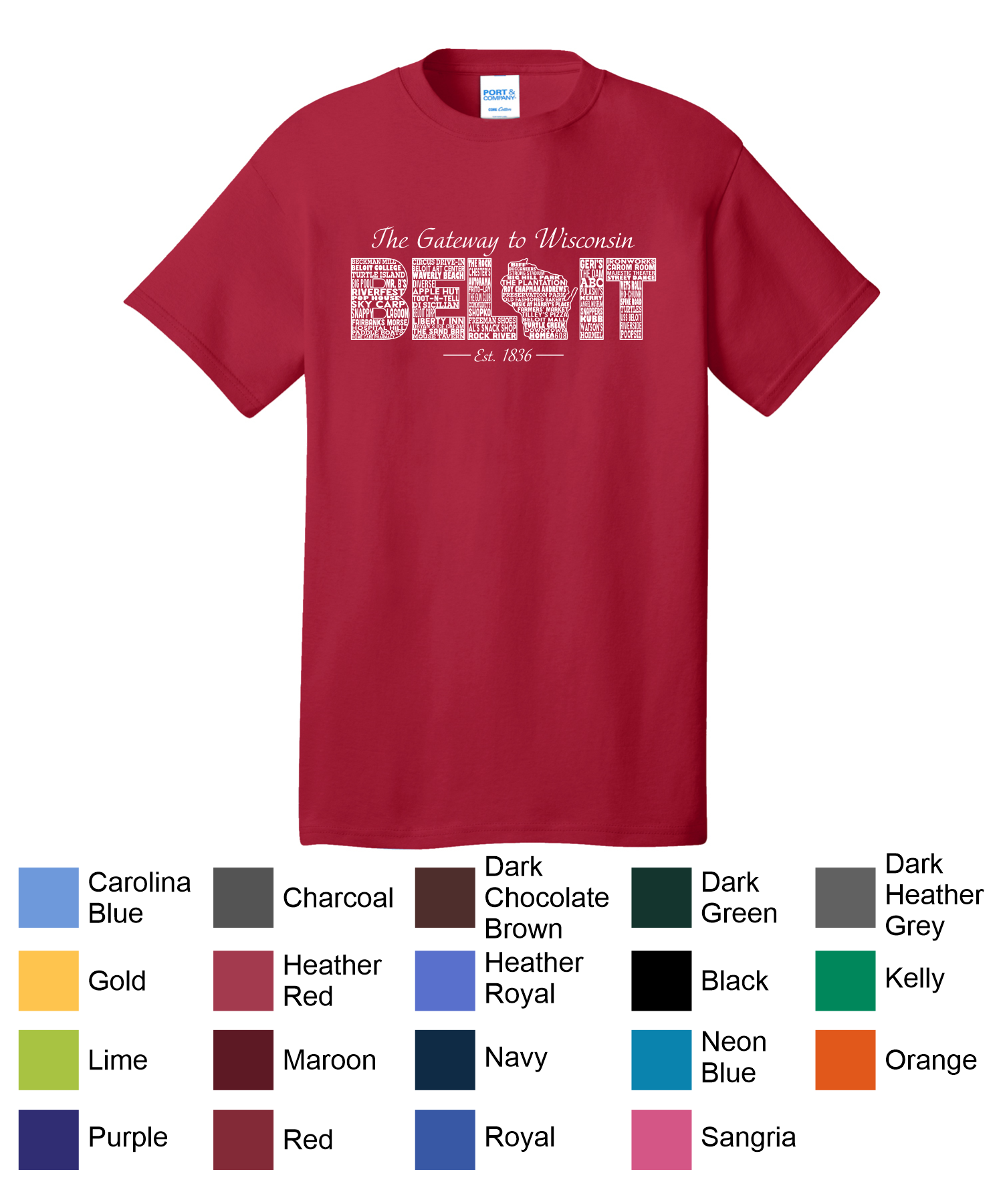 Gateway to Wisconsin Port & Company Core Cotton Tee