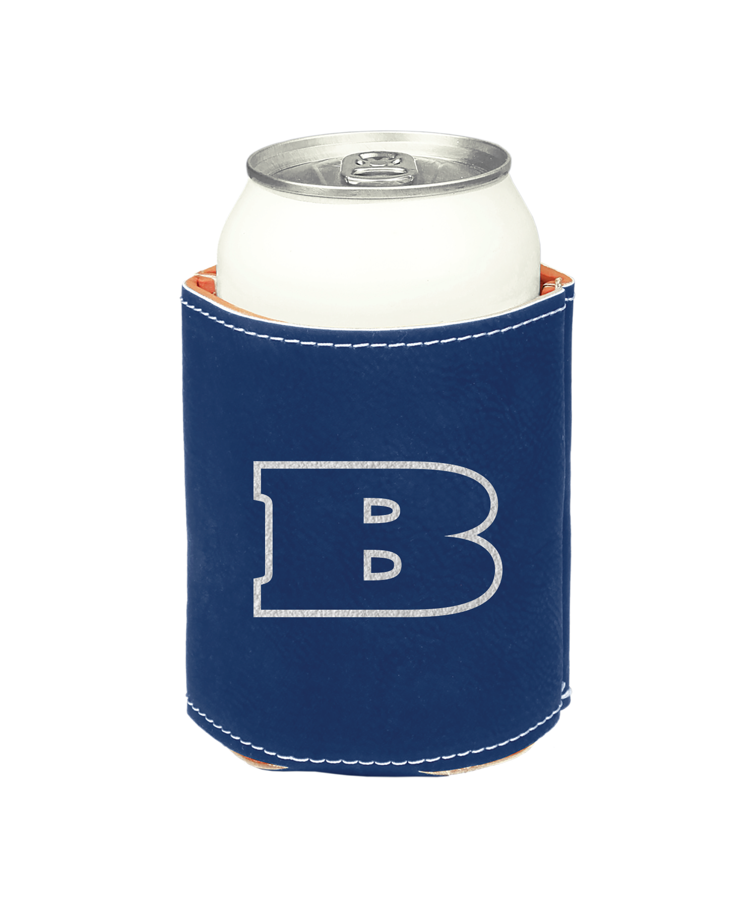 3 3/4" Blue/Silver Leatherette Beverage Holder - B
