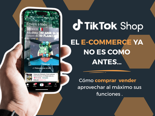 Una mano sosteniendo un teléfono con el fondo de la tienda tiktokshop