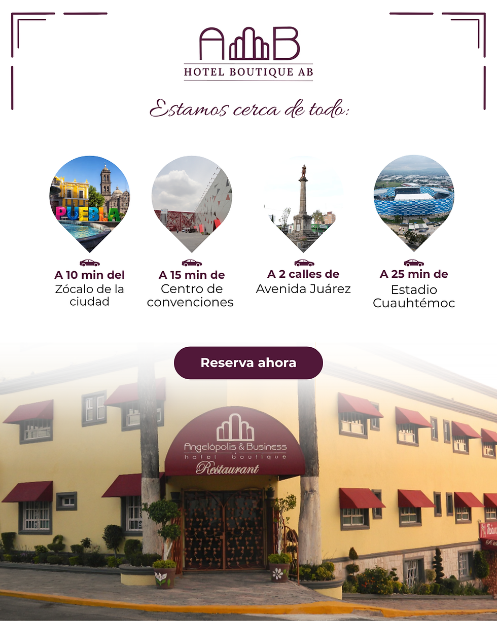 La fachada del hotel ab el centro expositor en Puebla