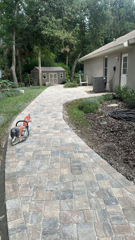 Curved Stone Pathway and Garden