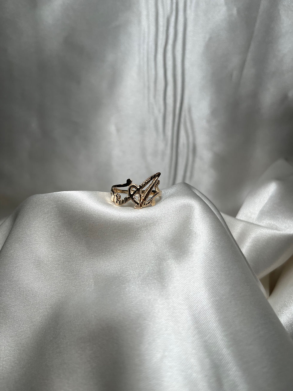 Thumbnail: 14k gold cursive “A” ring