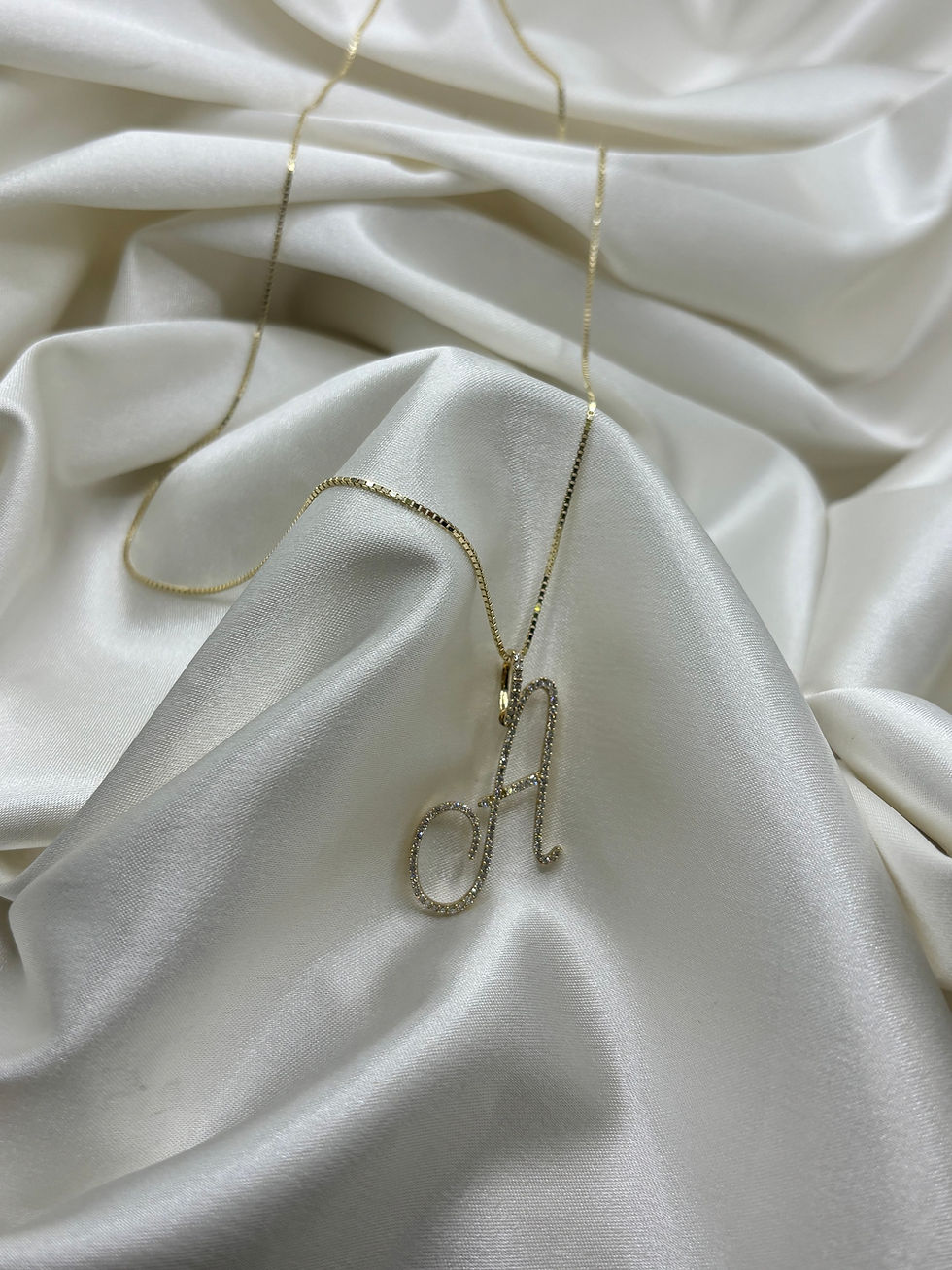 Thumbnail: 10k Angie Inspired “A” Diamond Pendant 