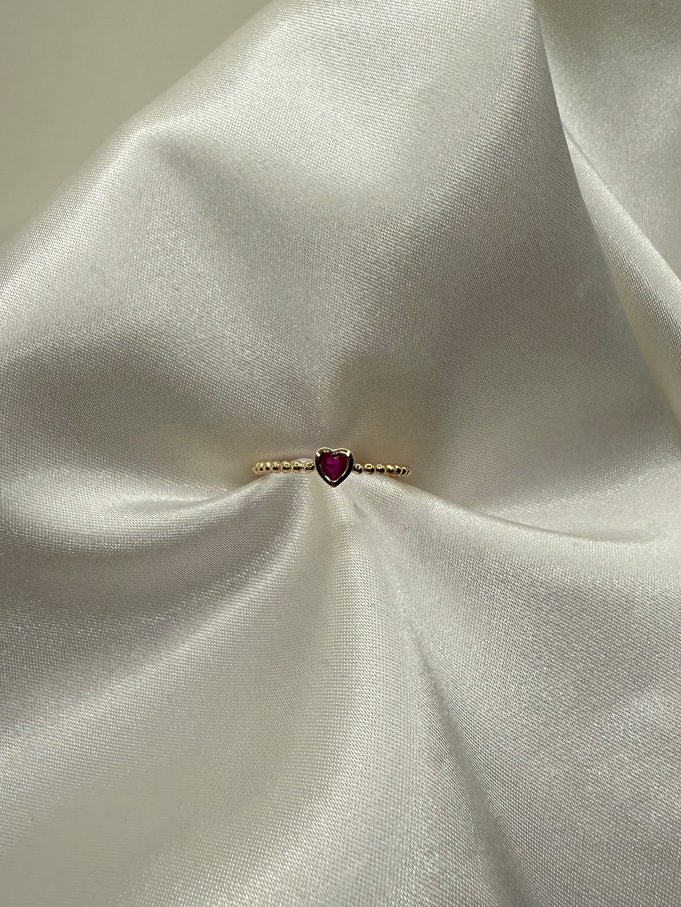 Thumbnail: 14k Ruby Natural Stone Heart Ladies Band