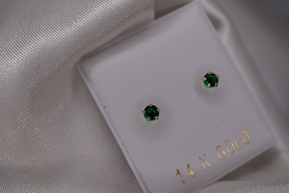 Thumbnail: 14k Royal Emerald Shine Earrings
