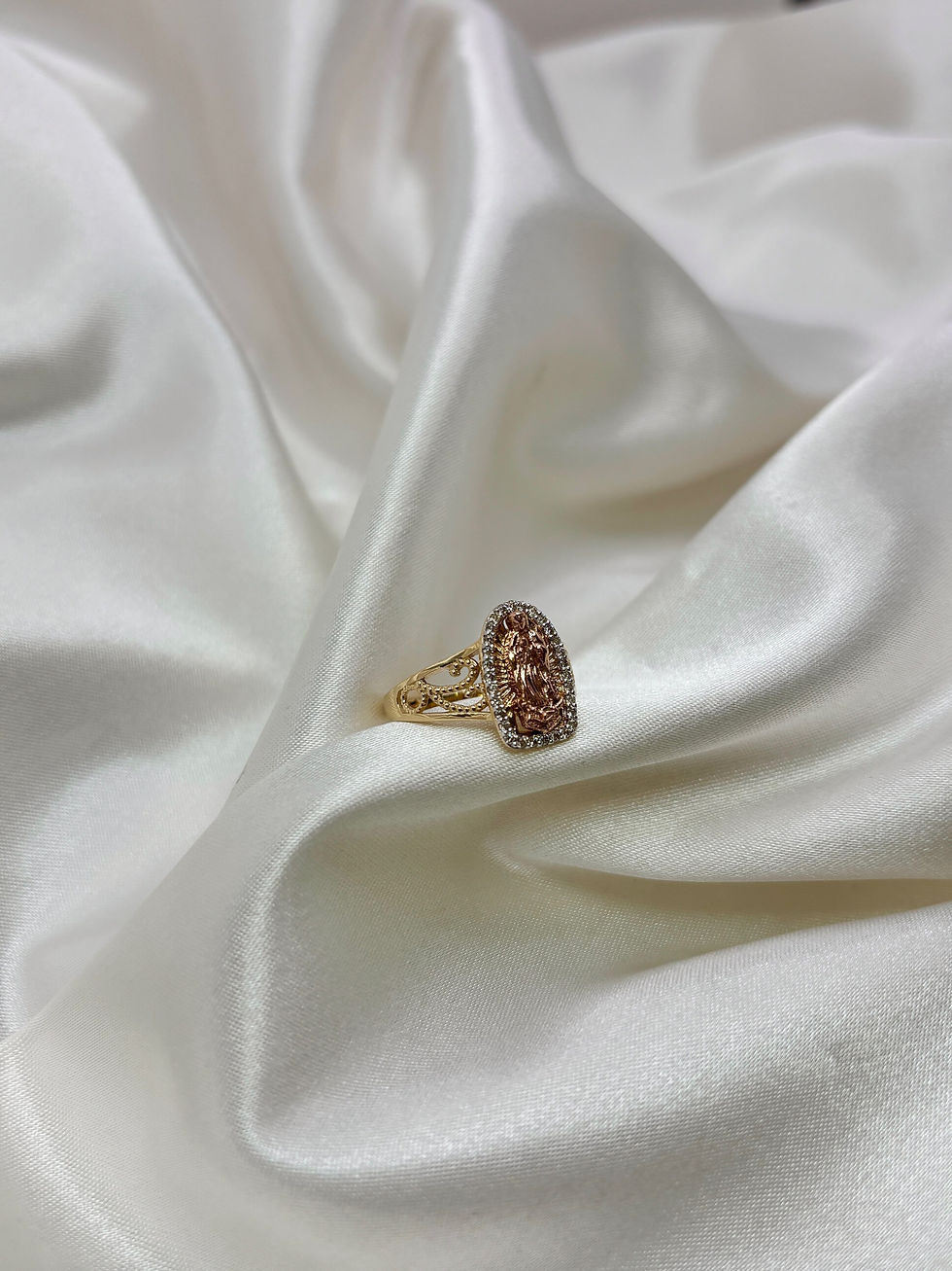 Thumbnail: 10k Rose Gold Virgencita Diamond Ring