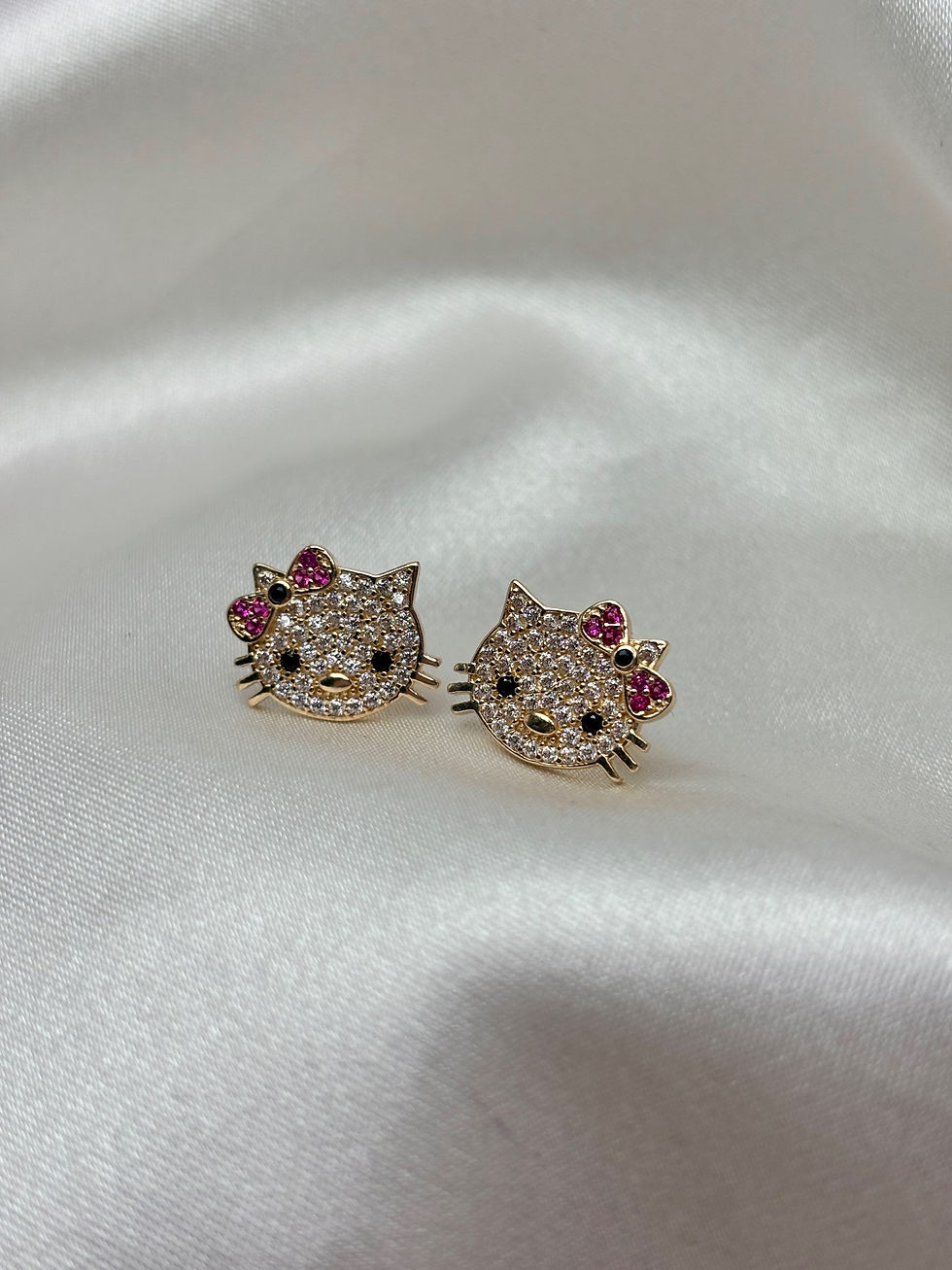Thumbnail: 14k Pink Hello Kitty Earrings