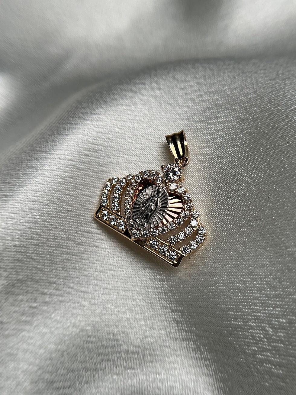 Thumbnail: 14k Crown Virgencita Pendant 