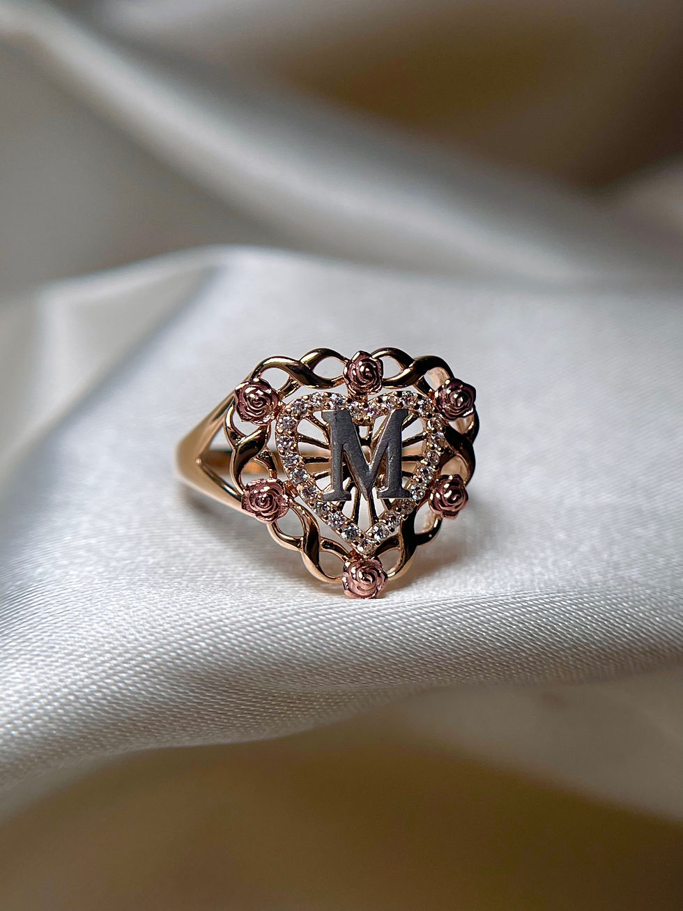 Thumbnail: 14k rose “M” inital ring 