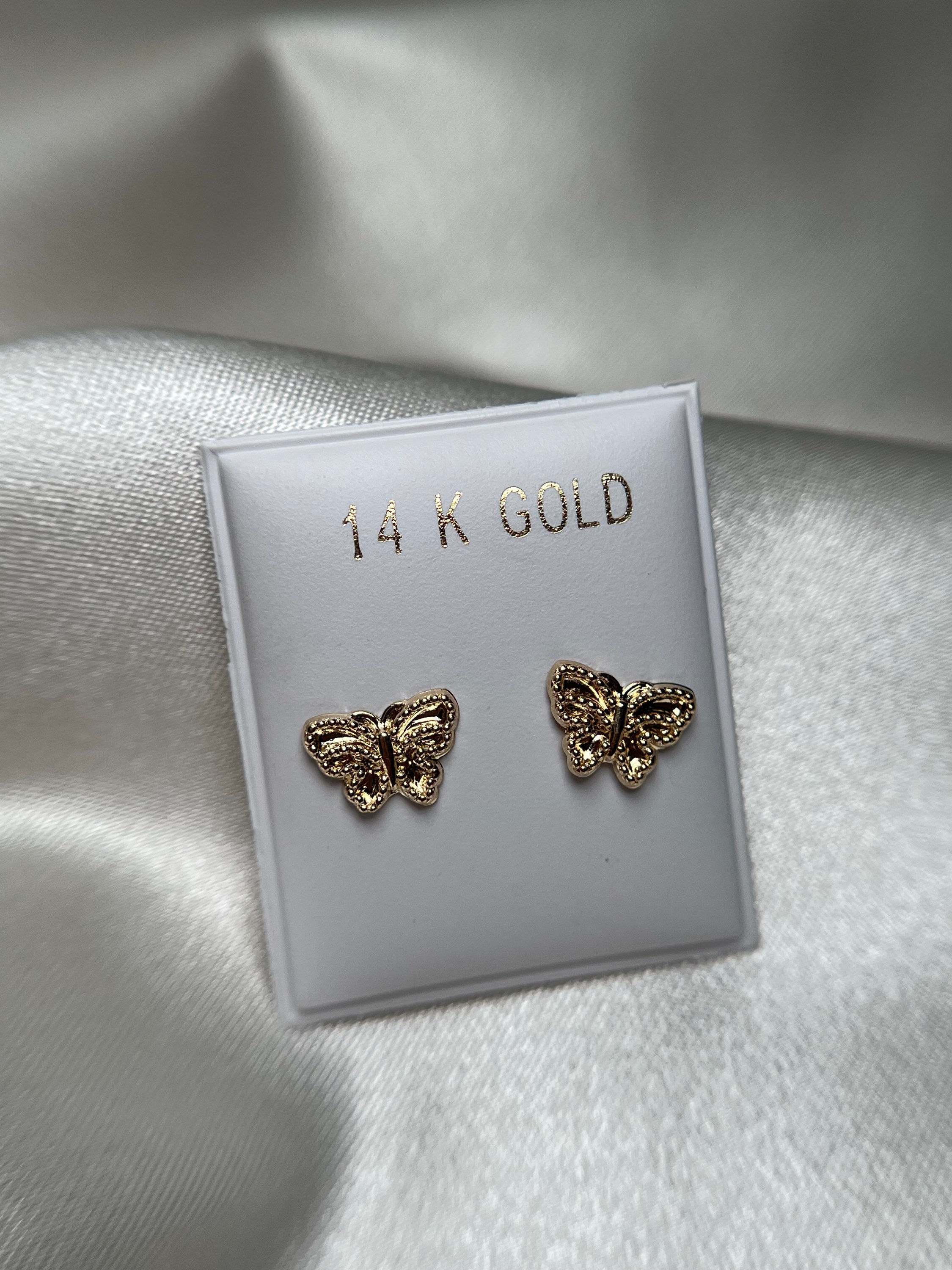 14k simple butterfly earrings
