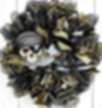 Gasparilla wreath with pirate skull and sword black and gold Tampa Bay decor
