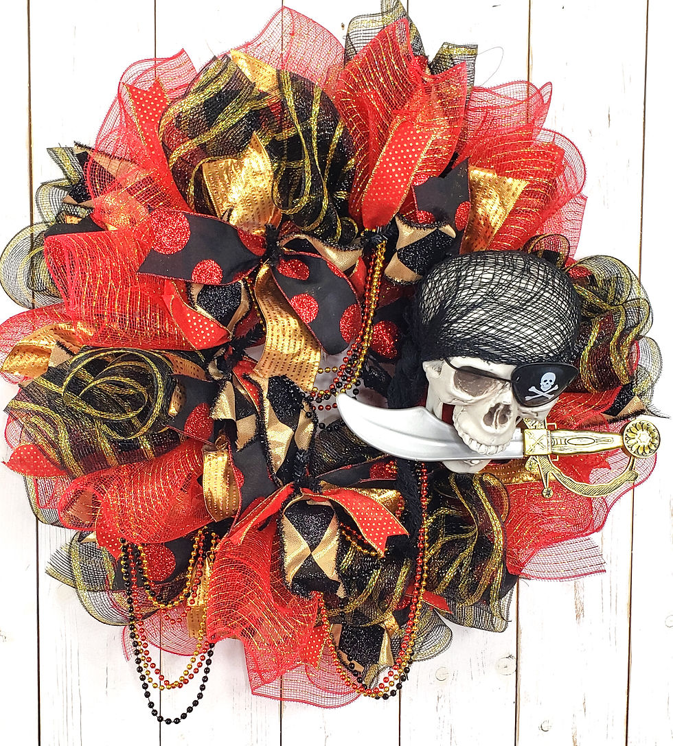 Thumbnail: Gasparilla Skull & Dagger Wreath | Tampa Bay Pirate Decor