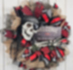 Gasparilla Pirate Wreath with Buccaneers Colors and Skeleton Hands