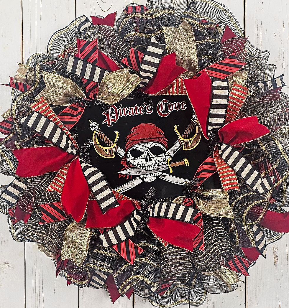 Thumbnail: Gasparilla Black and Gold Wreath | Tampa Bay Pirate Decor