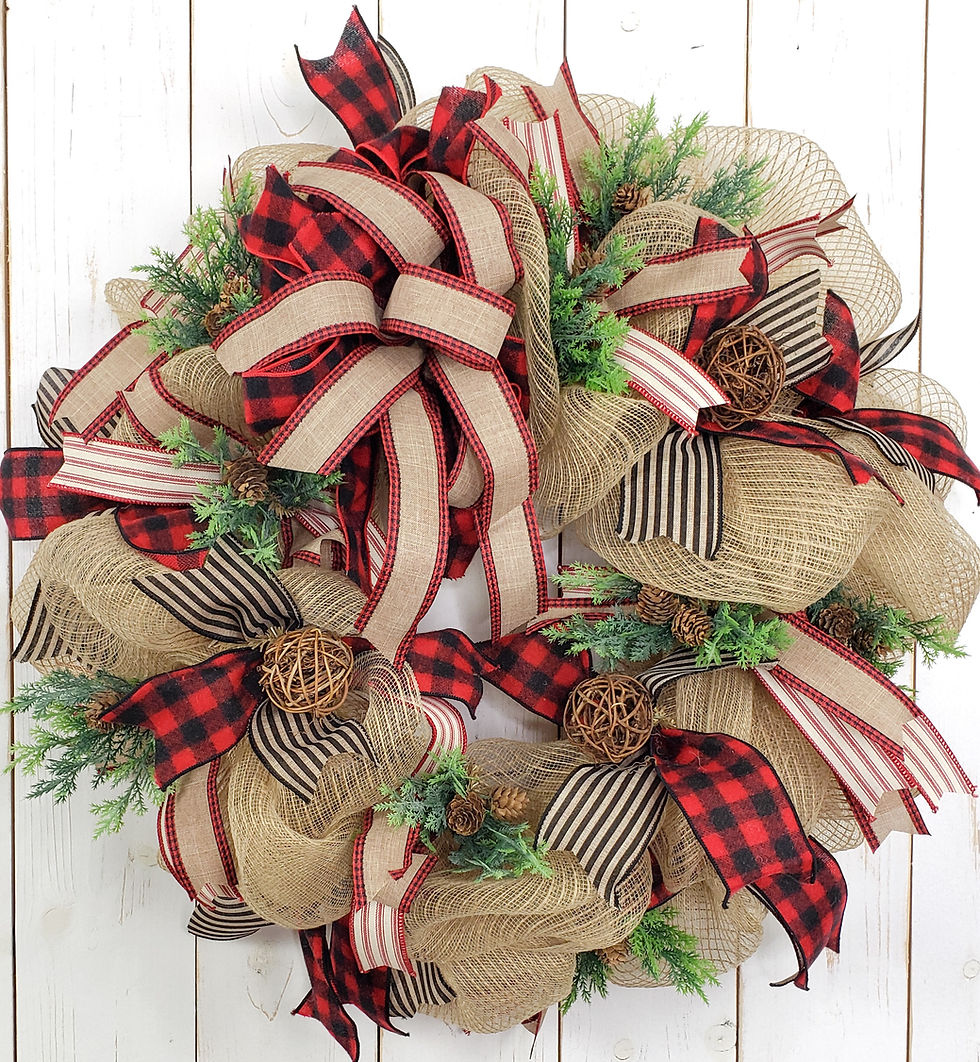 Thumbnail: Buffalo Check and Greenery Mesh Wreath