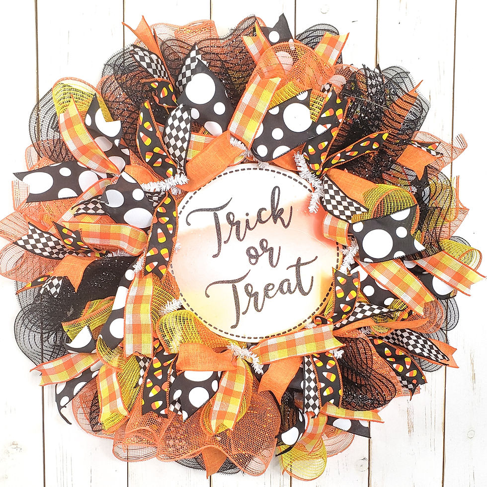 Thumbnail: Candy Corn Trick or Treat Halloween Wreath
