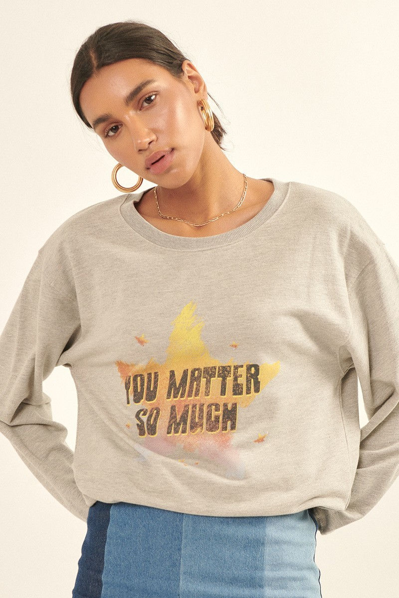 Thumbnail: Vintage-style, Multicolor Star French Terry Knit Graphic Sweatshirt