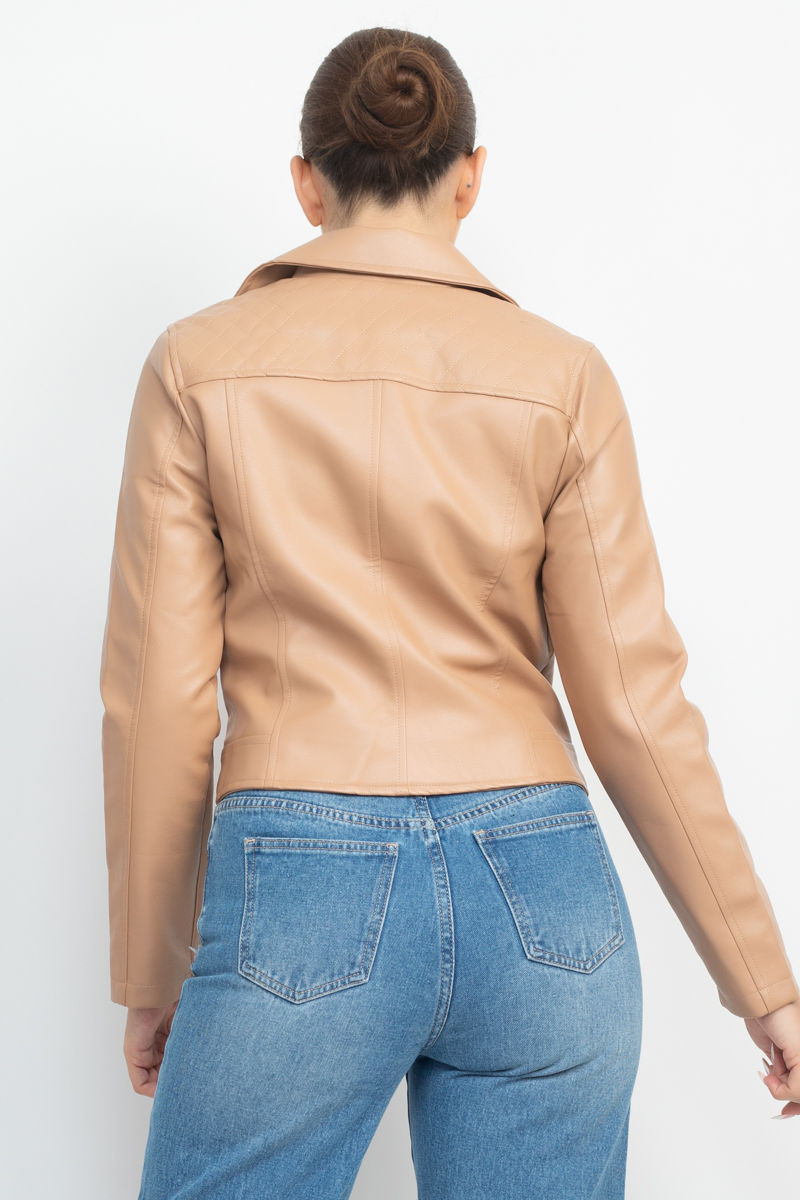 Thumbnail: Zippered Notch Lapel Rider Jacket