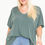Thumbnail: Side Slit With V-neck Dolman Short Sleeve Solid Blouse
