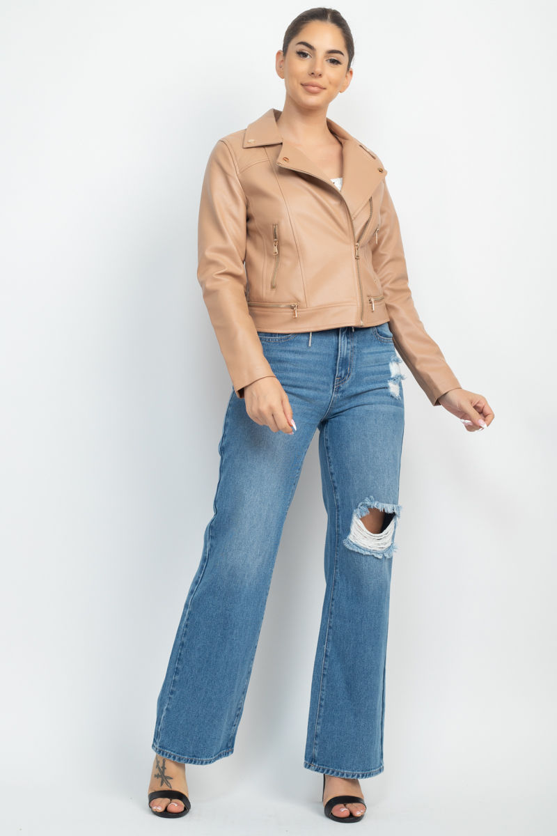 Thumbnail: Zippered Notch Lapel Rider Jacket