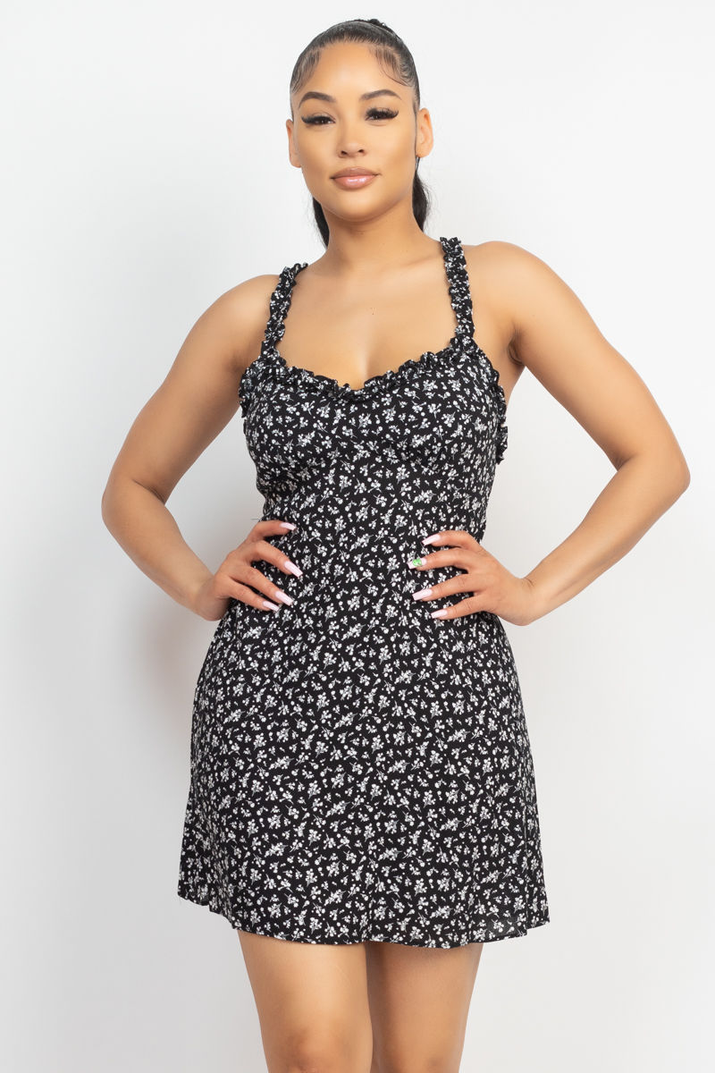 Thumbnail: Smocking Sleeve Mini Print Dress 