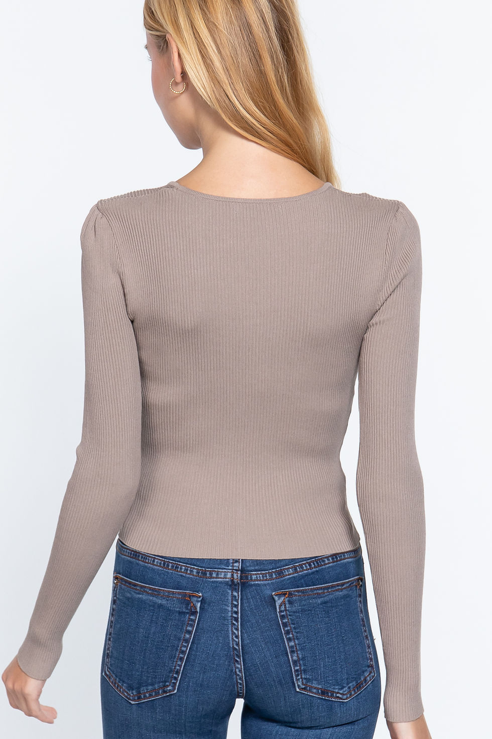 Thumbnail: Shirring Sweatheart Neck Sweater
