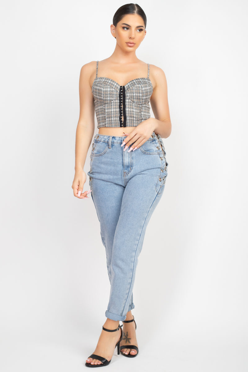 Thumbnail: Plaid Hook & Eye Sweetheart Crop Top