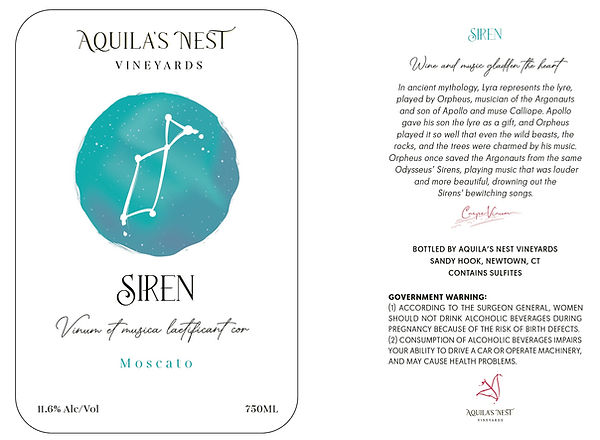 Siren Moscato Wine Bottle Label