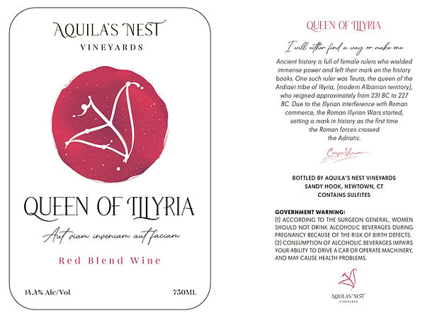 Queen of Illyria Red Blend Wine Bottle Label